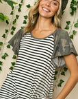 e Luna PLUS Striped Camo Twist Top