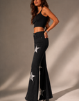 GJG Denim Shooting Star Bell Bottom Jeans — Black & Silver