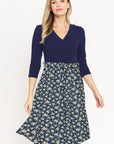 Surplice Floral Sash Midi Dress