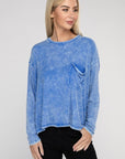 Zenana Washed Ribbed Dolman Sleeve Round Neck Top