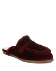 Seyhan Fur Detail Velvet Slip-On Mules