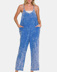 Zenana Washed Spaghetti Straps Overalls with Pockets