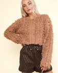 VERY J Shaggy Yarn Knit Zip Up Jacket