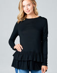 e Luna Ruffle Bottom Long Sleeve Tunic