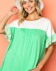 e Luna Solid Striped Baby Doll Top