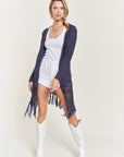 Plus Jade By Jane Fringe Knit Cardigan