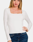 Zenana Square Neck Fitted Long Sleeve T-Shirt