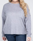 Zenana Plus Ribbed Brushed Melange Hacci Sweater