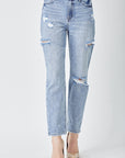 RISEN Distressed Slim Cropped Jeans