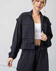 Rae Mode Crinkle Woven Cropped Jacket