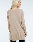 ZENANA Hi-Low Hem Front Seam Sweater