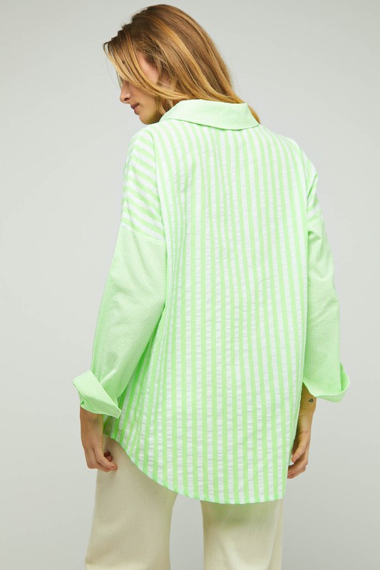 Davi &amp; Dani Stripe Button Down Long Sleeve Shirt - Online Only