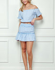 e Luna Gingham Seersucker Top & Skirt Set