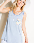 e Luna Plus Stripe Floral Pocket Tank Top