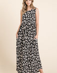 BOMBOM Leopard Maxi Dress with Pockets