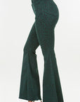 GJG Denim Leopard Bell Bottom Jean in Green- Inseam 32