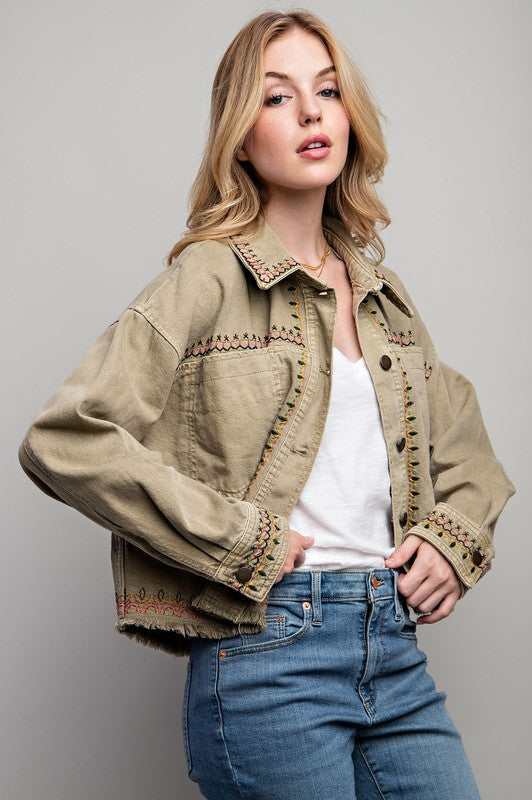 Embroidered Wash Cotton Jacket