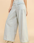 Davi & Dani Drawstring Hem Wide Leg Mid Rise Jeans