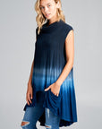 e Luna Ombre Sleeveless Turtle Neck Pocket Top