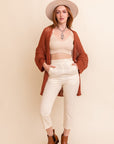 Leto Accessories Knit Netted Cardigan