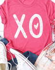 Distressed XOXO Heart Graphic Tee