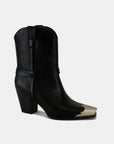 Beast Fashion Faux Leather Metal Toe Ankle Boots