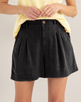 HYFVE High Waist Pleated Linen Shorts