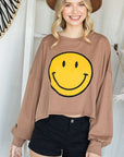 Jade By Jane Smiley Face Long Sleeve Crop Top