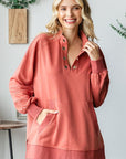 First Love Grommet Split Neck Kangaroo Pocket Sweatshirt