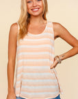 Haptics Round Neck Striped Knit Tank