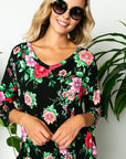 e Luna PLUS Floral Twisted Front Bottom Top