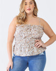 Zenobia Plus Size Frill Floral Square Neck Cami