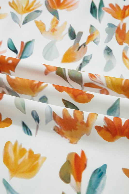 Floral Tied V-Neck Long Sleeve Mini Dress