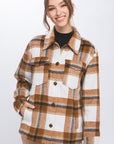 Love Tree Plaid Button Up Shacket