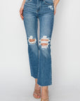 RISEN High Rise Distressed Ankle Jeans