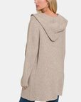 Zenana Hooded Open Front Sweater Cardigan