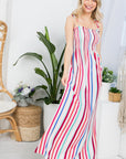 e Luna Striped Smocked Maxi Dress