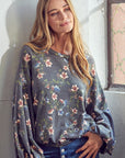 e Luna Allover Floral Print Sweatshirt