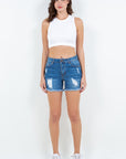 American Bazi High Waist Distressed Frayed Denim Shorts