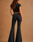 GJG Denim Rodeo Bell Bottom Jeans in Black & Silver