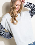 e Luna Animal Mixed Volume Sleeve Top