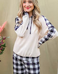 And The Why Drawstring Hooded Top and Plaid Pants Lounge Set