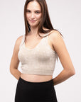 Zenana Washed Ribbed Cropped V-Neck Tank Top