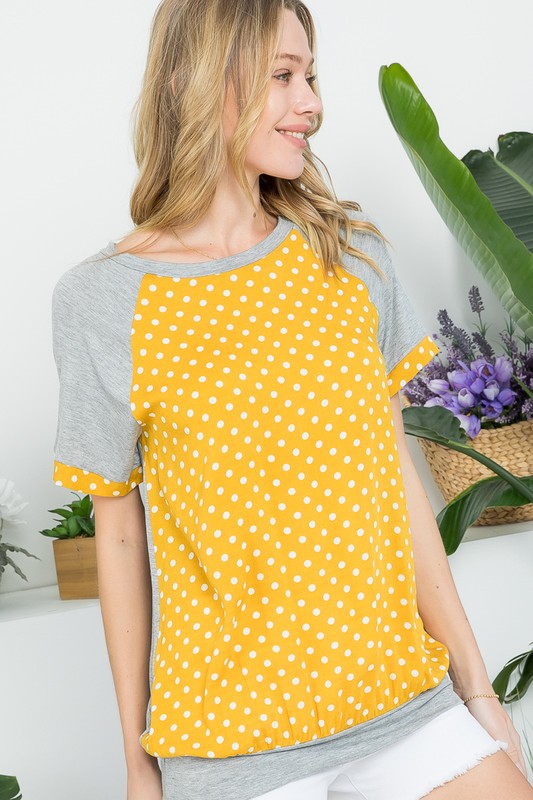 Polka Dot Mixed Casual Top - Online Only