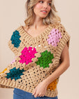 BiBi Granny Square Openwork Sweater Vest