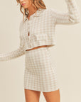 MABLE Houndstooth Cropped Knit Cardigan and Mini Skirt Set