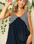 e Luna PLUS Solid Stripe Babydoll Tank Top