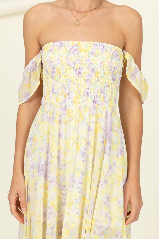 HYFVE Pastel Florals Smocked Midi Dress