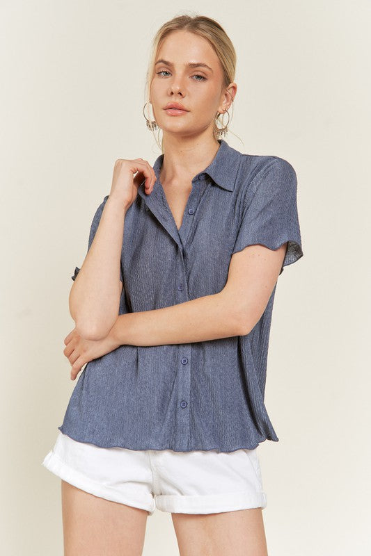 Jade By Jane Textured Button Down Shirt PLUS