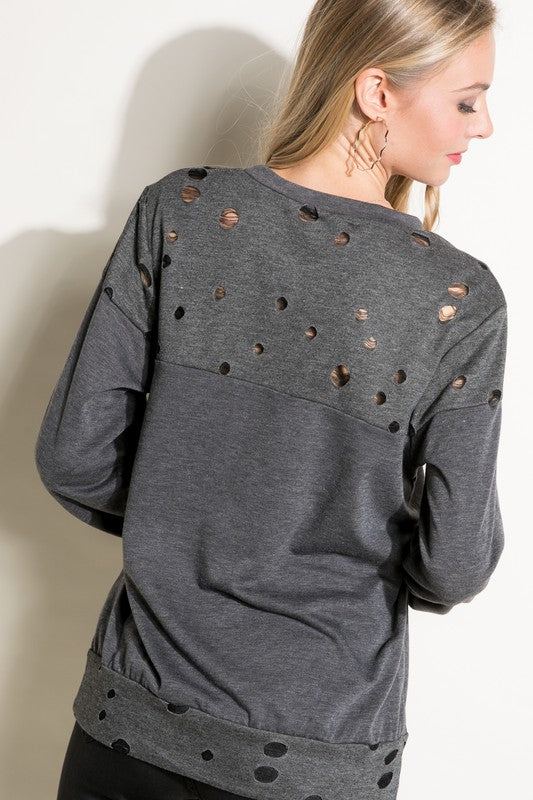 e Luna Distressed French Terry Sweatshirts